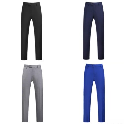 Smart Suit Trousers For Men- Blue + Black + Ash + Royal Blue - 4pcs