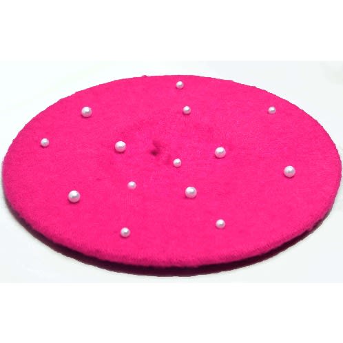 Pink Beret With Pearls