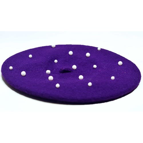 Purple Beret With Pearls
