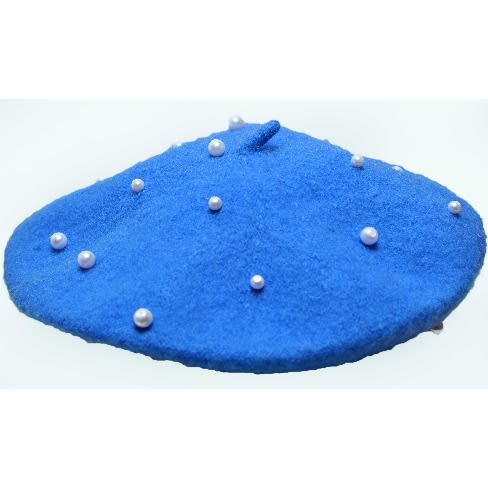 Sky Blue Berets With Pearls