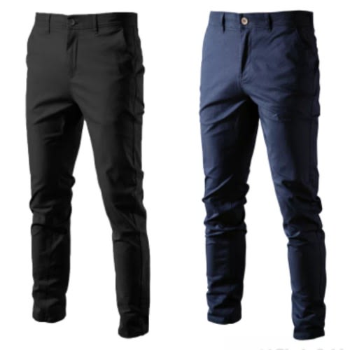 2in1 Cotton Chinos Pants- Black + Blue