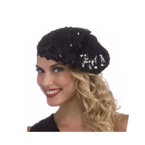 Women's Classy Sequin Beret - Black