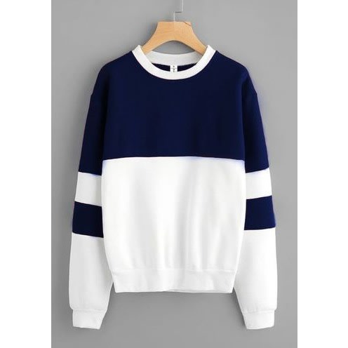 Eml Cotton Patched Sweatshirt - Navyblue & White