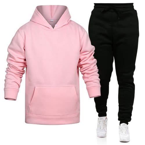 Pink Hoodie And Black Joggers