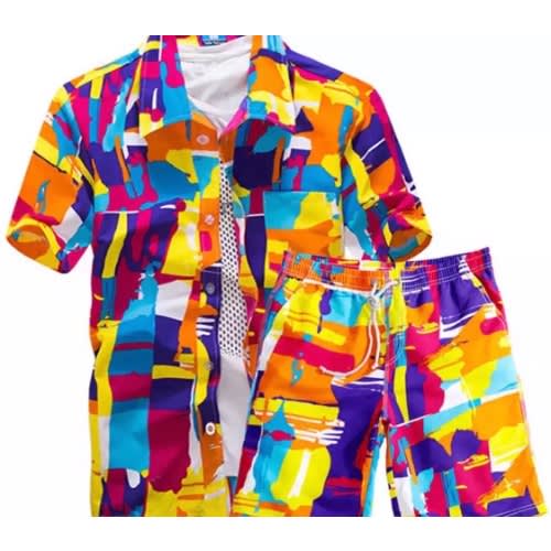 Coconut Tree Print Short-sleeved Two-piece
