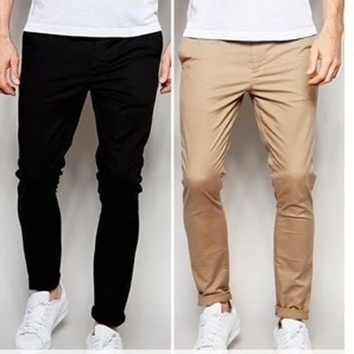 2 In 1 Men's Chino Trousers - Black/brown
