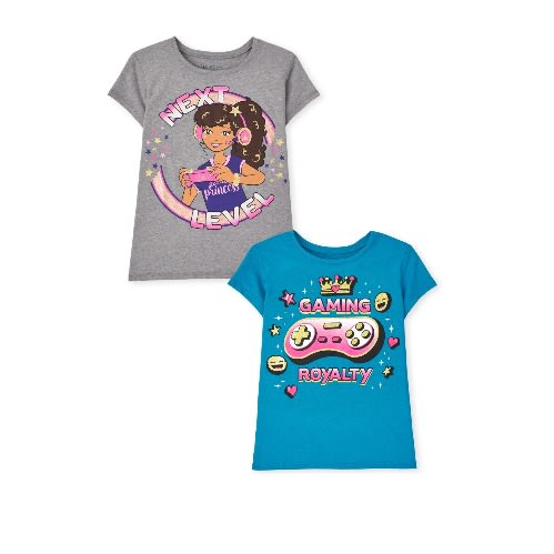 2 In 1 Girls Glitters Gaming Royalty Graphic Top