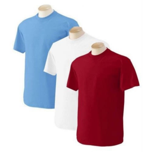 Set Of 3 Unisex Round Neck T-shirts - Blue + White And Wine