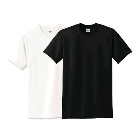 Set Of 2 Unisex Round Neck T-shirt - Black / White