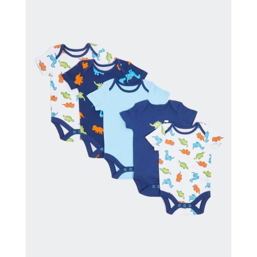 Blue Dino Bodysuit- Pack Of 5