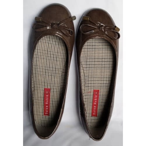 Flat Shoe With Bow - Brown - Patent Skin