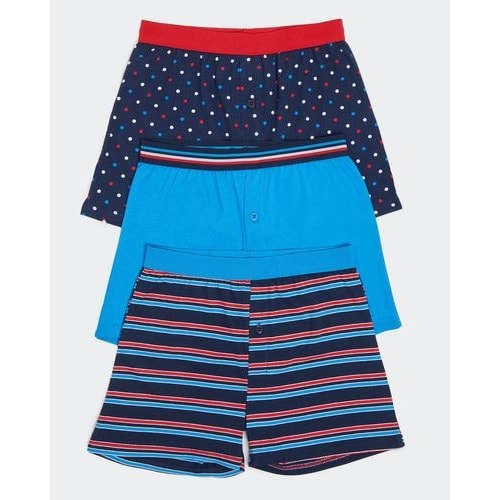 Loose Fit Boxers- Blue -3Pieces