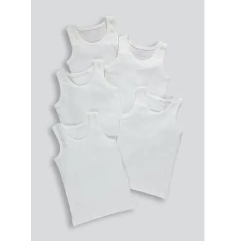 Boys Cotton Vest 5 Pack- White