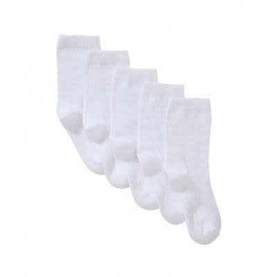 5 Pieces Plain Socks - White
