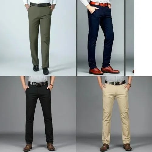 4 In 1 Smart Cut Chinos For Men - Black, Navyblue, Green & Carton Color