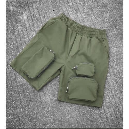 Cargo Shorts With Zipper -Olive Green