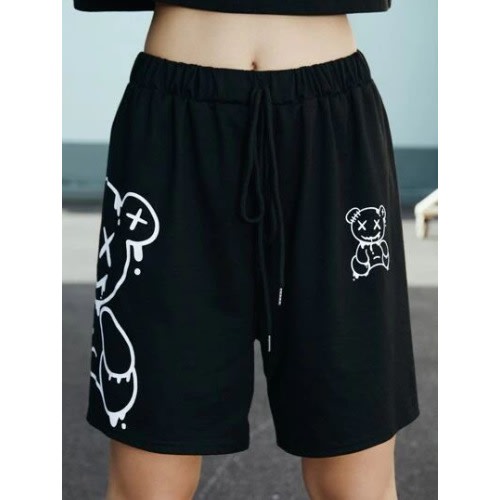 Teddy Design Black Shorts For Men And Women