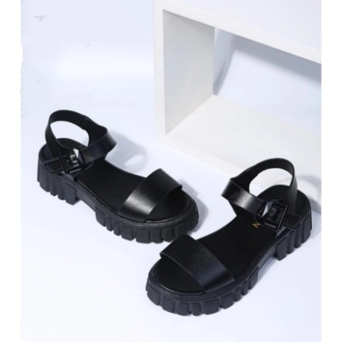 Minimalist Chunky Women Leather Sandal