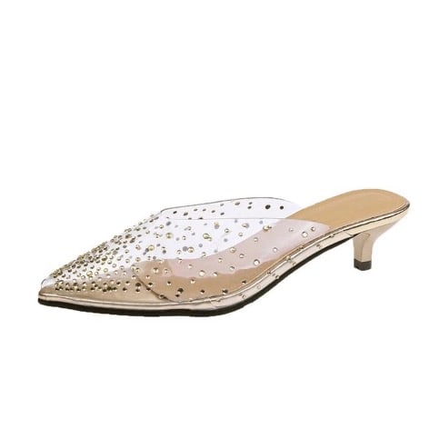 Studded Stone Low Heel Mules