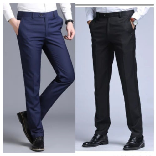 Smart Suit Trouser For Men- Black & Blue- 2pcs