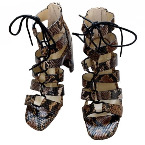 Phandras Snakeskin Lace-up Sandal