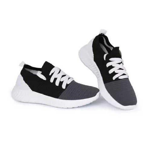 Men Knitted Sporting Sneakers - Black - Ash And White.