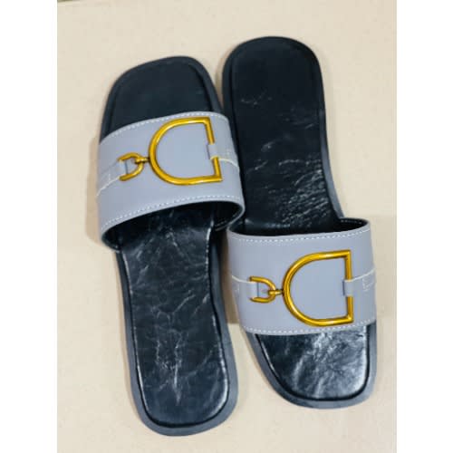 Grey Ladies Flat Slippers