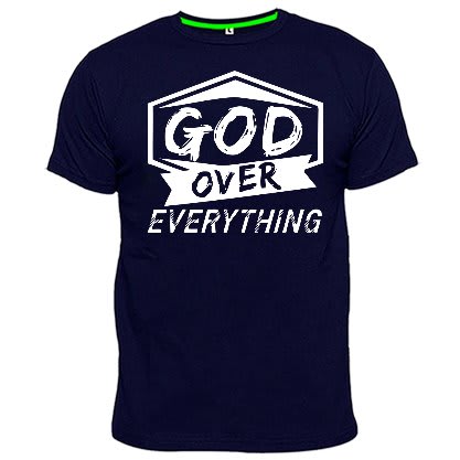Chrysolite Designs God Over Everything Print T-Shirt - Navy Blue