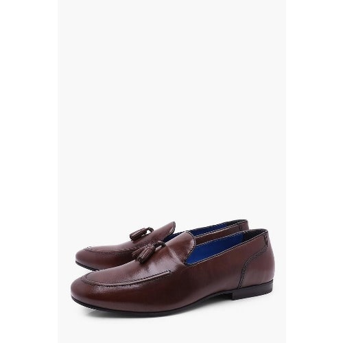 Leather Tassel Loafers - Brown
