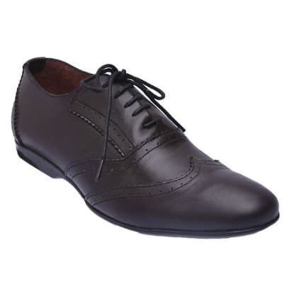 Patterned Lace Up Shoes - Brown