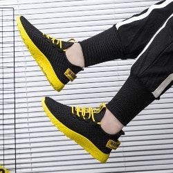 Unisex Sports Sneakers - Black Yellow
