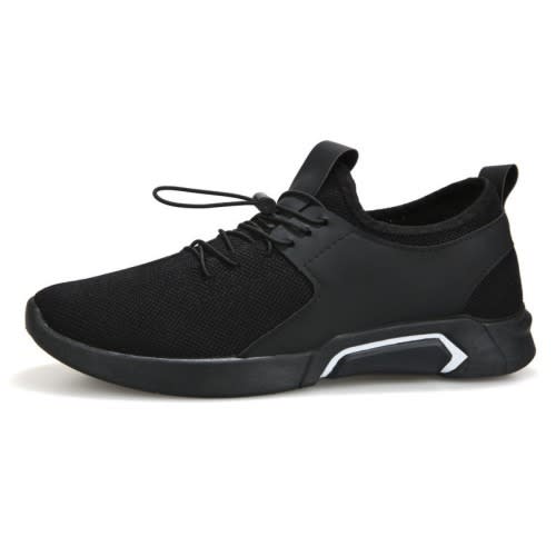 Men's Lace-up Flat Sneakers Shoes - Black.