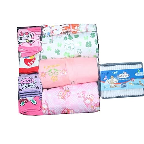 Baby Gift- 3 Overall + 3 Cleaning Towel + 4 Socks + Free Cutting Bud