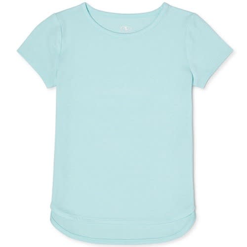 Girls Solid Short Sleeve Plain T-shirt - Aqua