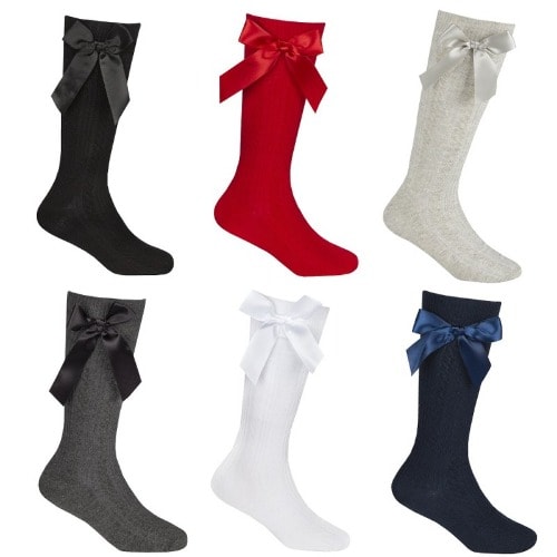 Cottonique Bow Cable Knee High Socks For Girls – Pack Of 6 - Age 7 - 10