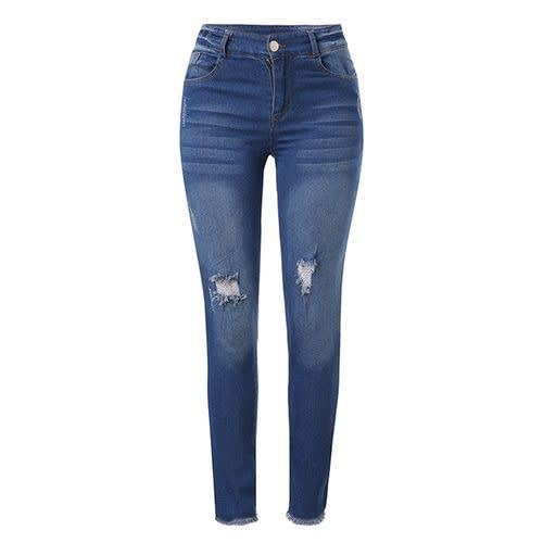 Women's Fashion Mid-rise Trousers Stretch Jeans