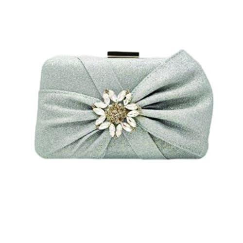 Sparkly Bow Details Clutch Purse - Silver