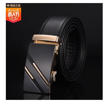 Pin-less Metal Buckle Waist PU Leather Belt - Black