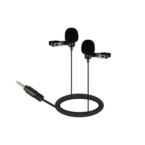 Dual Lavalier Video Record Interview Microphone For Digital Cameras & Iphones