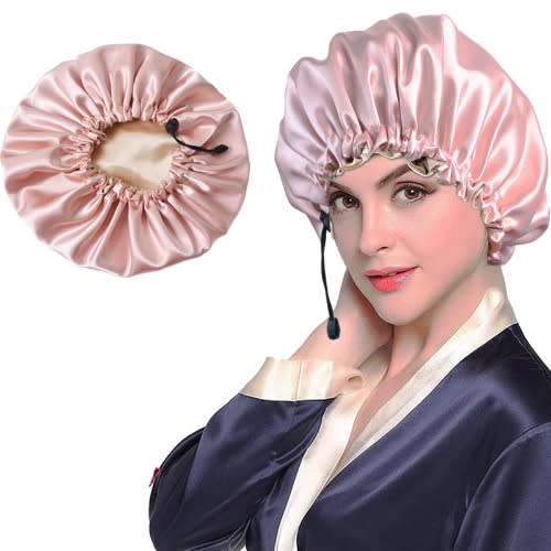 Adjustable Sleep Satin Bonnet - Baby Pink