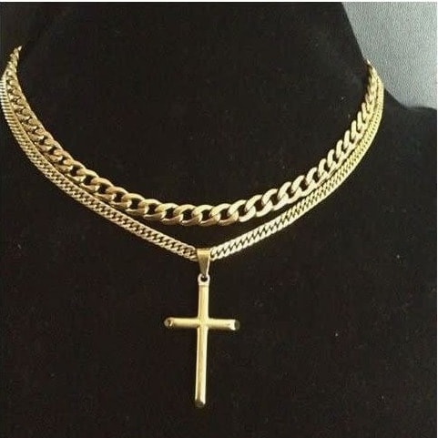 Cuban Chain With Pendant - Gold