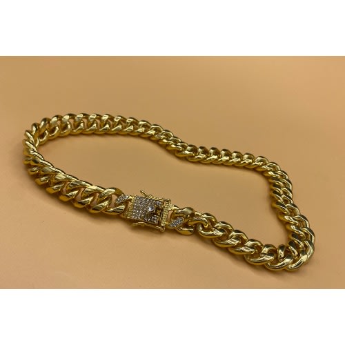 Polished Thick Men’s Stainless Neck Piece - Gold