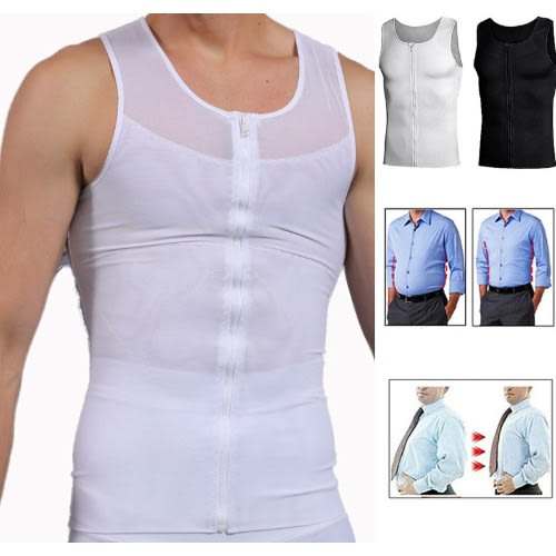 Men's Body Shaper, Slimming Vest - White