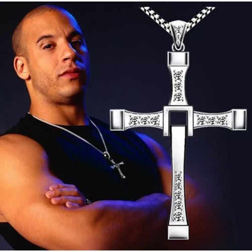 Unisex Rhinestone Bold Cross Pendant Necklace - Silver