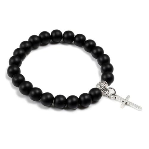 Unisex Cross Pendant Beaded Bracelet