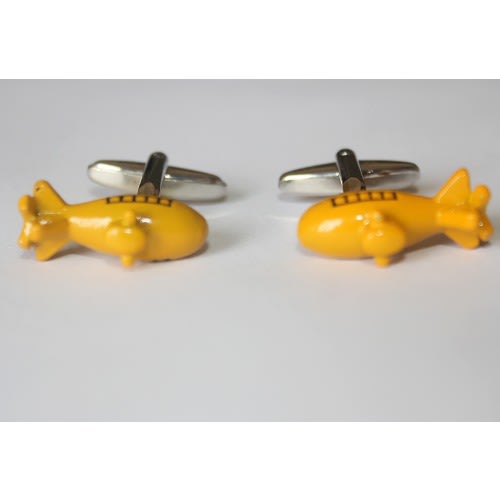 Airplane Shaped Men Cuff-links - Yellow & Silver - Mc-6038