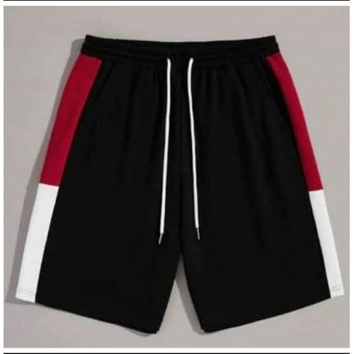 Stylish Short With Red And White Stripes - Black