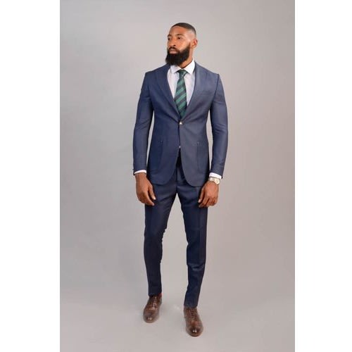 Men Fitted Suit - Blue