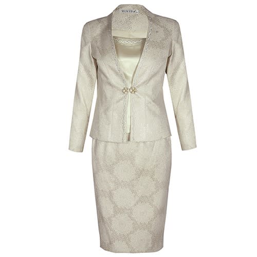 A Styled Ladies' Skirt Suit - 3 Piece - Cream - Lss-4920