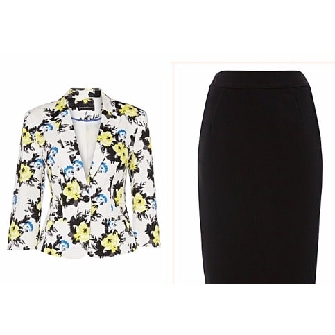 Floral Designer Skirt Suit - Yellow